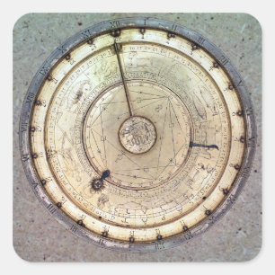 Die erste federgetriebene Uhr mit Sicherung, Sicht Quadratischer Aufkleber