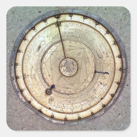 Die erste federgetriebene Uhr mit Sicherung, Sicht Quadratischer Aufkleber (Vorderseite)