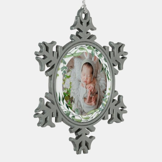 Die erste grüne Pflanze für Baby Schneeflocken Zinn-Ornament (Links)