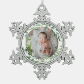 Die erste grüne Pflanze für Baby Schneeflocken Zinn-Ornament (Vorderseite)