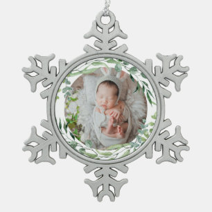Die erste grüne Pflanze für Baby Schneeflocken Zinn-Ornament