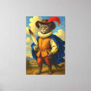 Die erste Klinge des Königs Eine Musketierkatze Leinwanddruck