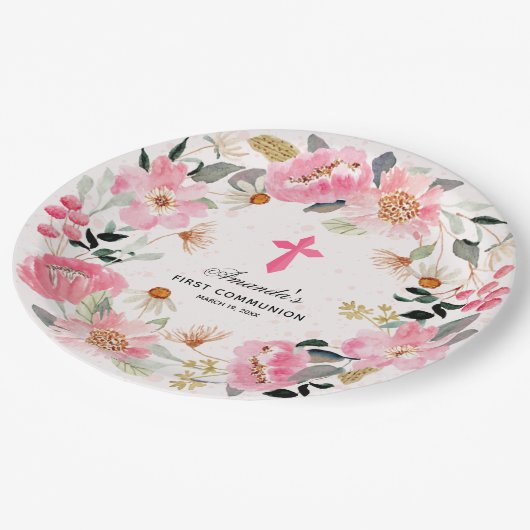 Die erste Kommune Rosa-Bläsermädchen Pappteller (Schrägansicht)