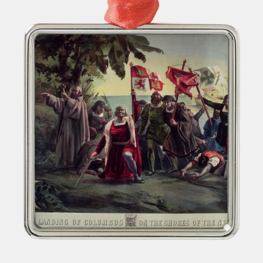 Die erste Landung von Columbus Silbernes Ornament (Vorne)
