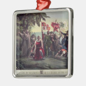 Die erste Landung von Columbus Silbernes Ornament (Links)