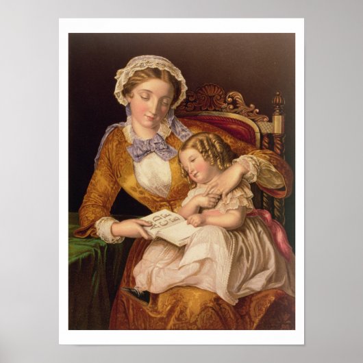 Die erste Lektion, Pub. von Baxter, 1855 (Druck) Poster (Vorne)