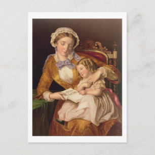 Die erste Lektion, Pub. von Baxter, 1855 (Druck) Postkarte