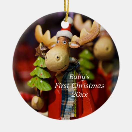 Die erste Personalisierte Elche des Babys Keramik Ornament (Vorne)