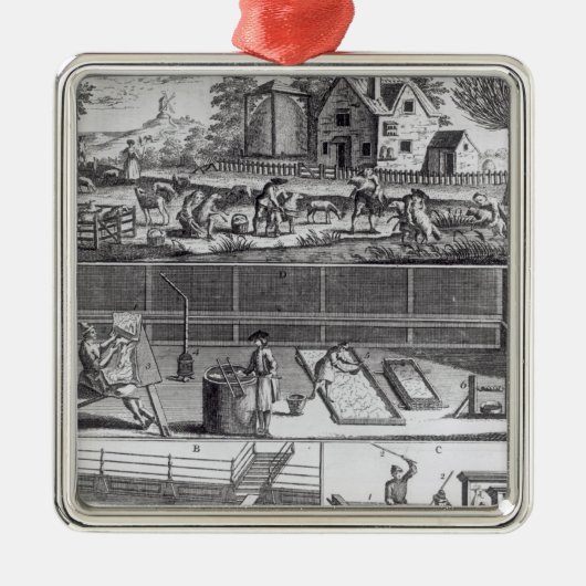 Die erste Platte der Woollen Fertigung Silbernes Ornament (Vorne)