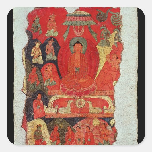 Die erste Predigt von Buddha Quadratischer Aufkleber (Vorderseite)