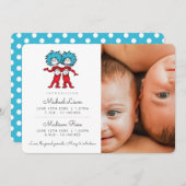 Die erste Sache zwei Zehn Baby-Geburt Ankündigung (Vorne/Hinten)