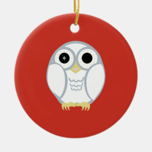 die erste Schneeulenverzierung Keramikornament