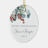 Die erste Verheiratete Eukalyptus zu Weihnachten Keramik Ornament (Rechts)