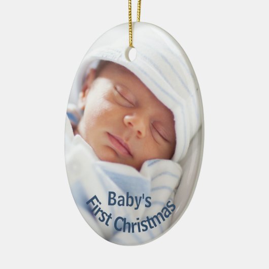 Die erste Weihnacht des Babys | Baby Boy Blue Keramik Ornament (Links)