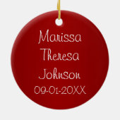 Die erste Weihnacht des Babys Keramik Ornament (Hinten)