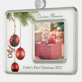 Die erste Weihnacht des Babys Rahmen-Ornament Silber (Links)