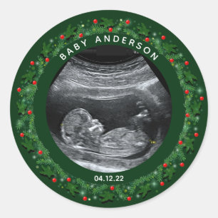 Die erste Weihnacht des Babys Runder Aufkleber