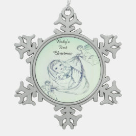 Die erste Weihnacht des Babys Schneeflocken Zinn-Ornament