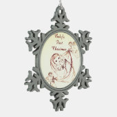 Die erste Weihnacht des Babys Schneeflocken Zinn-Ornament (Links)