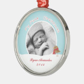 Die erste Weihnacht des Babys Silbernes Ornament (Links)