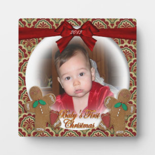 Die erste Weihnachts-Foto-Plakette des Babys Fotoplatte