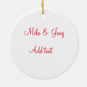 Die erste Weihnachts-Paar-Namen-SMS Keramik Ornament (Hinten)