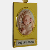 Die erste Weihnachtsdekoration des Babys Banner-Ornament Gold (Rechts)