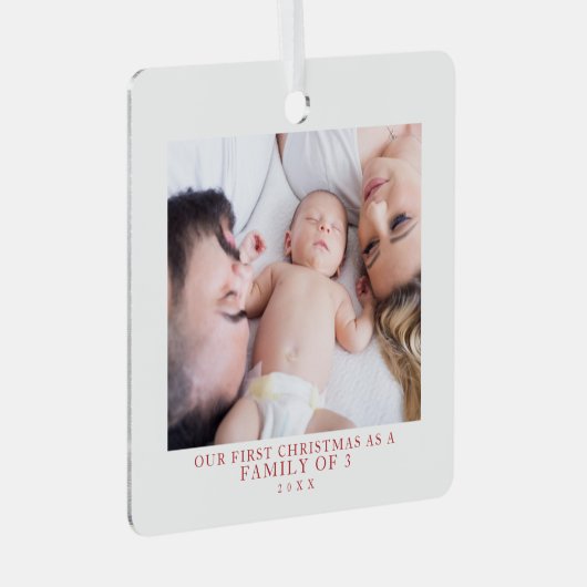 Die erste Weihnachtsfamilie aus drei Fotos Ornament Aus Metall (Vorderseite Rechts)