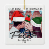 Die erste Weihnachtsfamilie des Kindes mit drei Ge Keramikornament (Rückseite)