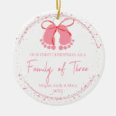 Die erste Weihnachtsfamilie von drei Kindern Keramik Ornament (Vorne)