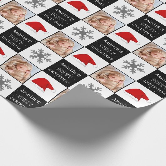 Die erste Weihnachtsfeier der Weihnachtsmannmütze  Geschenkpapier (Ecke)