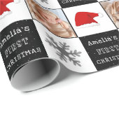 Die erste Weihnachtsfeier der Weihnachtsmannmütze Geschenkpapier (Rolleneckpunkt)
