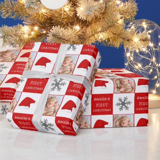 Die erste Weihnachtsfeier der Weihnachtsmannmütze  Geschenkpapier (Feiertage)