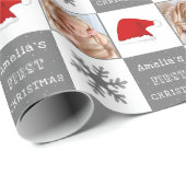 Die erste Weihnachtsfeier der Weihnachtsmannmütze Geschenkpapier (Rolleneckpunkt)