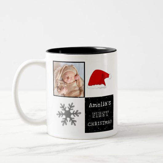Die erste Weihnachtsfeier der Weihnachtsmannmütze Zweifarbige Tasse (Links)