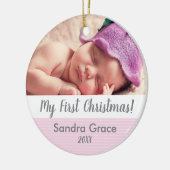 Die erste Weihnachtsfeier des Babys, maßgeschneide Keramik Ornament (Links)