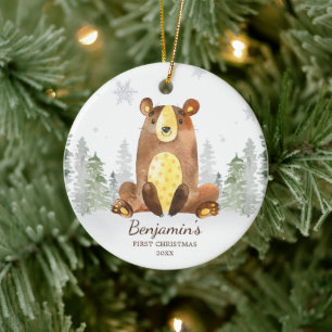Die erste Weihnachtsfeier des Watercolor Forest Be Keramik Ornament