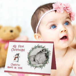 Die erste Weihnachtsfotokarte des Babys mit Namen Einladung