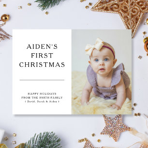 Die erste Weihnachtsfotokarte von Simple Modern Ba Feiertagskarte