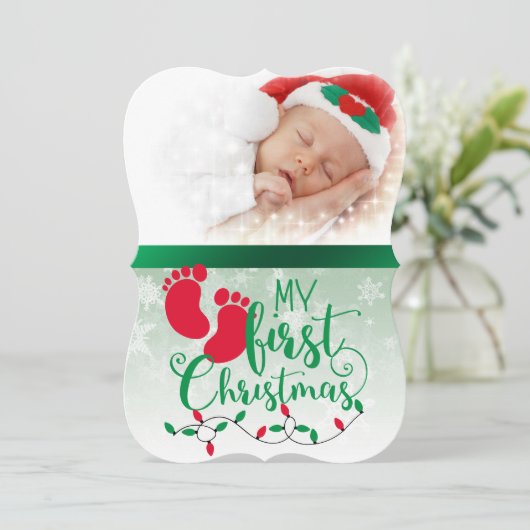 Die erste Weihnachtskarte des Babys Einladung (Stehend Vorderseite)