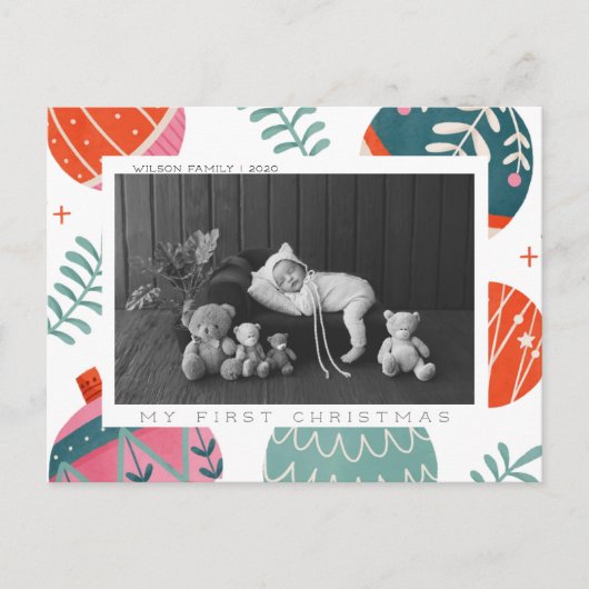 Die erste Weihnachtskarte des Babys Feiertagspostkarte (Vorderseite)