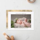 Die erste Weihnachtskarte des Babys mit moderner,  Mitteilungskarte (Vorderseite/Rückseite Beispiel)