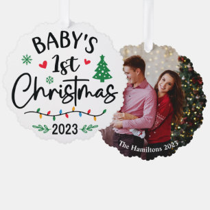 Die erste Weihnachtskarte des Fotos Ornament Karte