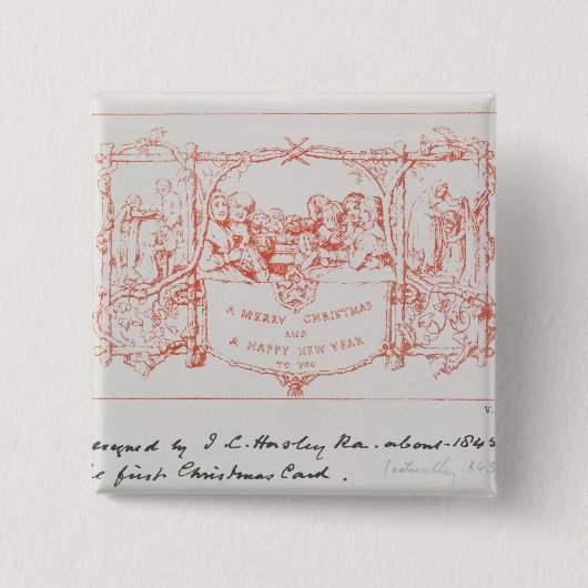 Die erste Weihnachtskarte, durch J.C.Horsley, 1843 Button (Vorderseite)