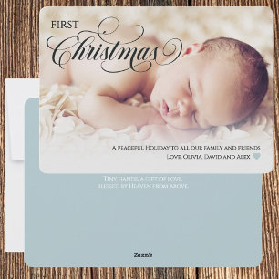 Die erste Weihnachtskarte für das Baby Feiertagskarte