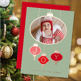 Die erste Weihnachtskarte für das Foto des Babys Folien Feiertagskarte