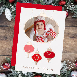Die erste Weihnachtskarte für das Foto des Babys Folien Feiertagskarte