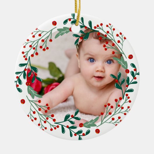 Die erste Weihnachtskirsche des Fotos Keramik Ornament (Vorne)
