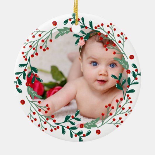 Die erste Weihnachtskirsche des Fotos Keramik Ornament (Hinten)