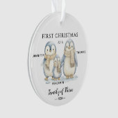 Die erste Weihnachtspenguin-Familie von drei Kinde Ornament (Vorderseite)